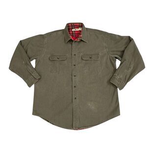 VTG Large LL Bean Shacket A038 Hurricane Flannel Lined Twill Camp Made In USA